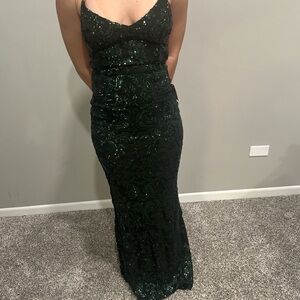 Hunter Dark Green Sequin Maxi Dress